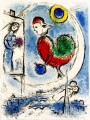 Litografía en color El gallo sobre París contemporánea Marc Chagall